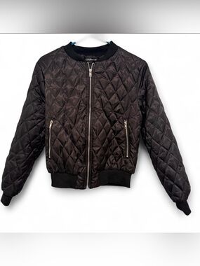 Black Diamond Quilted Bomber Jacket